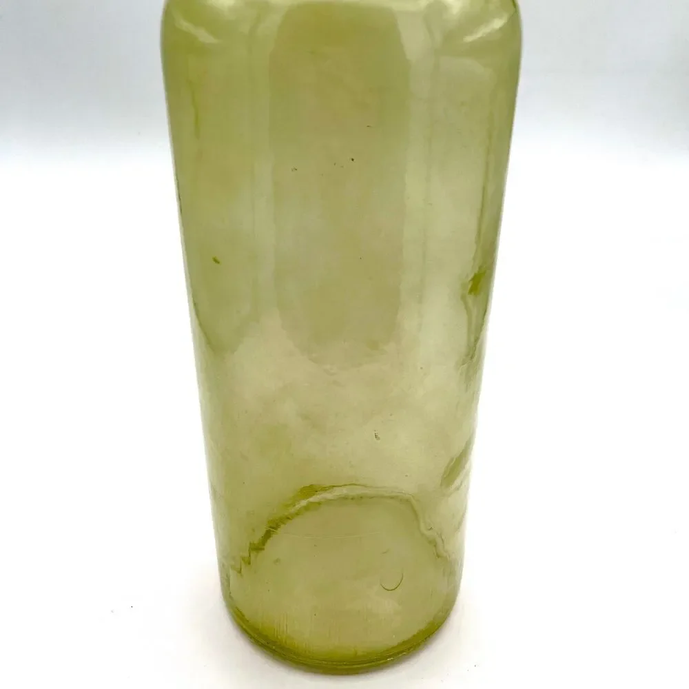 WEST ELM Designer Olive Green Glass Bottle Vase Home Decor Farmhouse Style 11.75